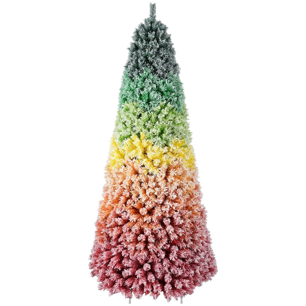 HomeRoots 6' Frosted Rainbow Christmas Tree – Colorful Full Fir Design for Joyful Holiday Décor and Easy Setup 90 695082