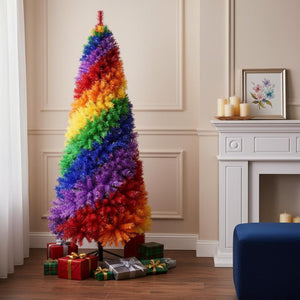 HomeRoots 6' Rainbow Spiral Fir Christmas Tree - Vibrant, Contemporary Décor with 1,248 Branch Tips for Holiday Cheer 72 695083