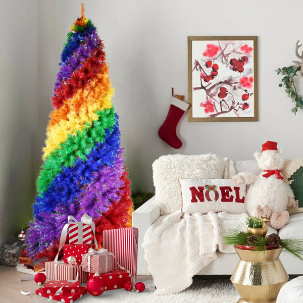 HomeRoots 6' Rainbow Spiral Fir Christmas Tree - Vibrant, Contemporary Décor with 1,248 Branch Tips for Holiday Cheer 72 695083