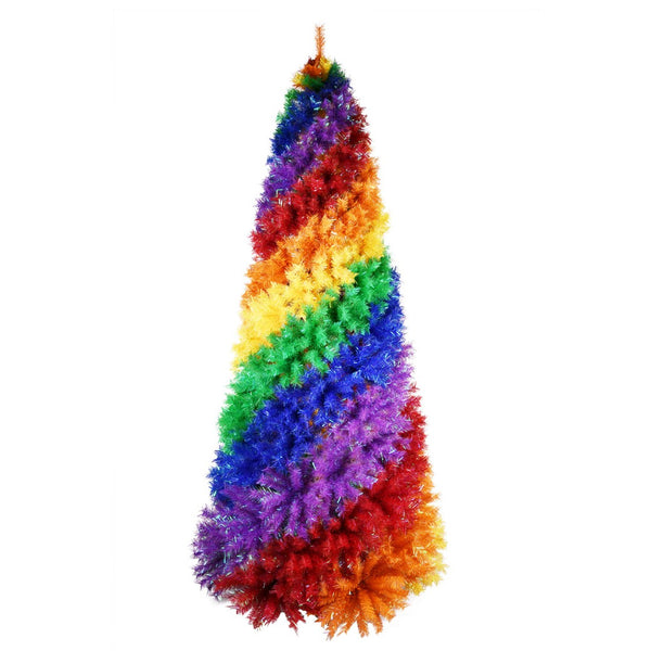 HomeRoots 6' Rainbow Spiral Fir Christmas Tree - Vibrant, Contemporary Décor with 1,248 Branch Tips for Holiday Cheer 90 695084