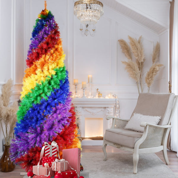 HomeRoots 6' Rainbow Spiral Fir Christmas Tree - Vibrant, Contemporary Décor with 1,248 Branch Tips for Holiday Cheer 90 695084