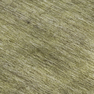 HomeRoots 9' X 12' Artichoke Green Ivory Gray Striped Area Rug – Washable, UV-Protected, Durable & Stylish! 695089
