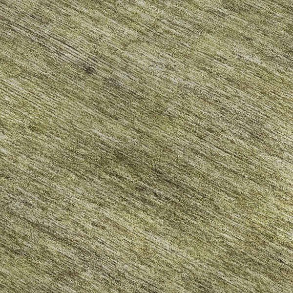 HomeRoots 9' X 12' Artichoke Green Ivory Gray Striped Area Rug – Washable, UV-Protected, Durable & Stylish! 695089