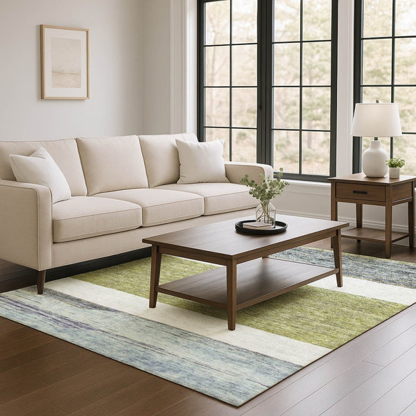 HomeRoots 10' X 14' Stylish Artichoke Green Area Rug - Machine-Washable, UV Protected, Perfect for Homes! 695090