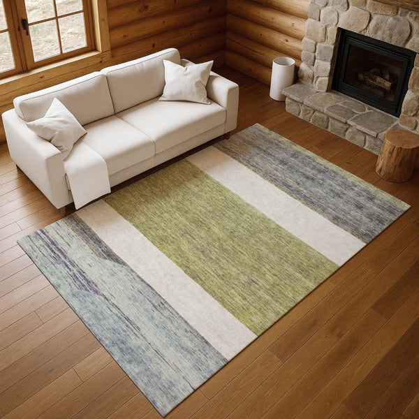HomeRoots 10' X 14' Stylish Artichoke Green Area Rug - Machine-Washable, UV Protected, Perfect for Homes! 695090