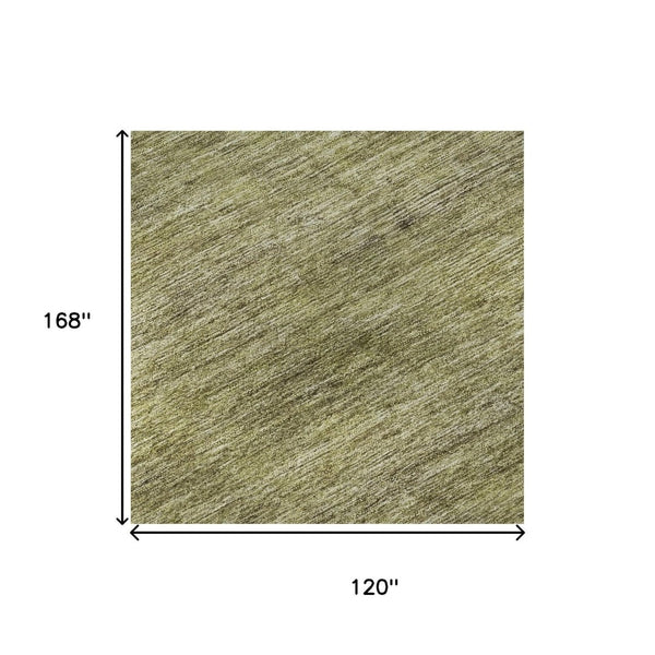 HomeRoots 10' X 14' Stylish Artichoke Green Area Rug - Machine-Washable, UV Protected, Perfect for Homes! 695090