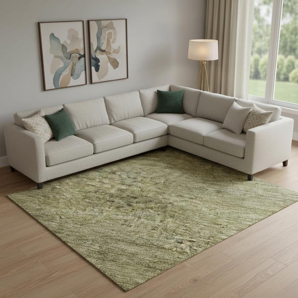 HomeRoots 10' X 14' Stylish Artichoke Green Area Rug - Machine-Washable, UV Protected, Perfect for Homes! 695090