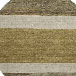 HomeRoots 8' Coffee Ivory and Gray Striped Washable Round Rug – UV Protected, Stain Resistant, Durable Style 695093