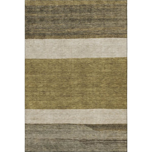 HomeRoots 8' X 10' Striped Coffee Ivory Gray Area Rug – Durable, Stain-Resistant, UV Protected for Homes 695094