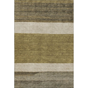 HomeRoots 10' X 14' Washable Area Rug in Coffee, Ivory & Gray Stripes - UV Protected, Pet-Friendly Comfort 695096