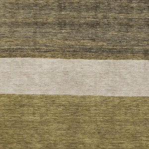 HomeRoots 10' X 14' Washable Area Rug in Coffee, Ivory & Gray Stripes - UV Protected, Pet-Friendly Comfort 695096