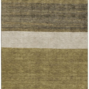 HomeRoots 10' X 14' Washable Area Rug in Coffee, Ivory & Gray Stripes - UV Protected, Pet-Friendly Comfort 695096