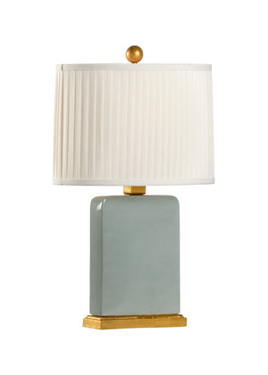 Chelsea House Slender Heather Ceramic Bedside Lamp With Wood Accents, Antique Gold Trim, Slim Modern Design 69510