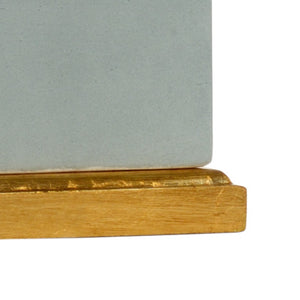 Chelsea House Slender Heather Ceramic Bedside Lamp With Wood Accents, Antique Gold Trim, Slim Modern Design 69510