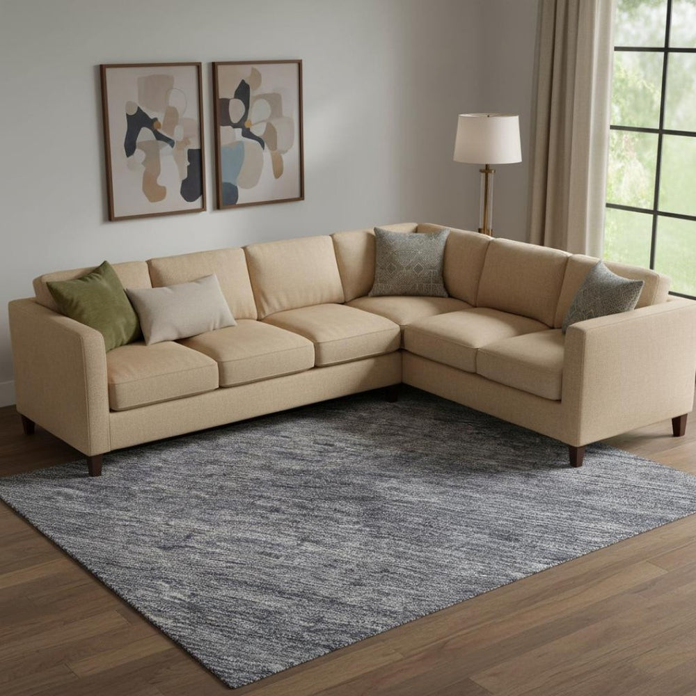 HomeRoots 10' X 14' Denim Blue, Ivory & Gray Striped Washable Area Rug - Durable, Stain Resistant & UV Protected! 695102