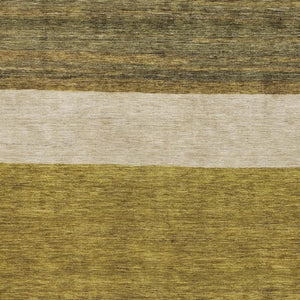 HomeRoots 5' X 8' Elegant Gold Ivory Gray Striped Area Rug - Stain Resistant, UV Protected & Easy Care! 695104