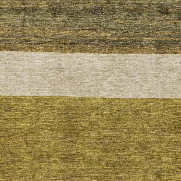 HomeRoots 8' X 10' Gold, Ivory & Gray Striped Area Rug - Washable, Stain Resistant, UV Protected & Non-Slip! 695106