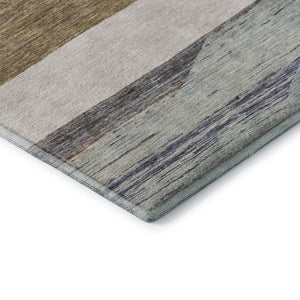 HomeRoots 8' Coffee Ivory And Taupe Striped Round Rug – Washable, UV-Protected, Stylish for Homes & Patios 695111