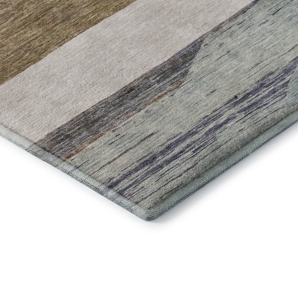 HomeRoots 10' X 14' Striped Area Rug in Coffee, Ivory & Taupe - Durable, Washable & UV Protected for Homes 695114