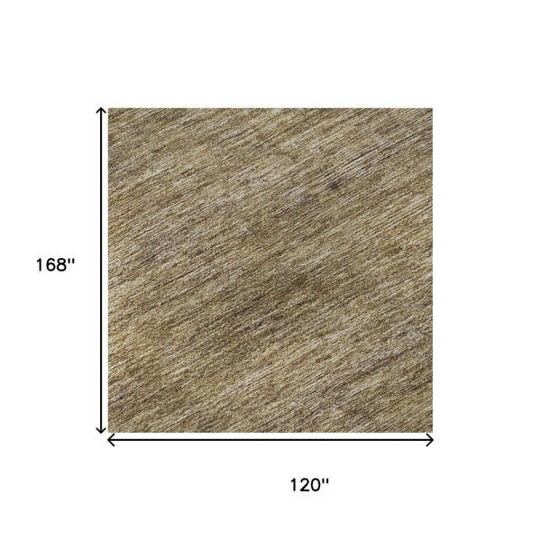 HomeRoots 10' X 14' Striped Area Rug in Coffee, Ivory & Taupe - Durable, Washable & UV Protected for Homes 695114