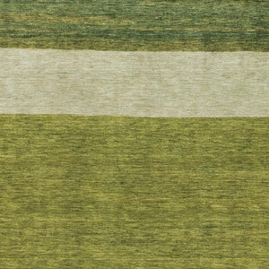 HomeRoots 5' X 8' Olive Green Striped Area Rug - Washable, UV Protected, Stylish, Durable for Family Spaces 695122