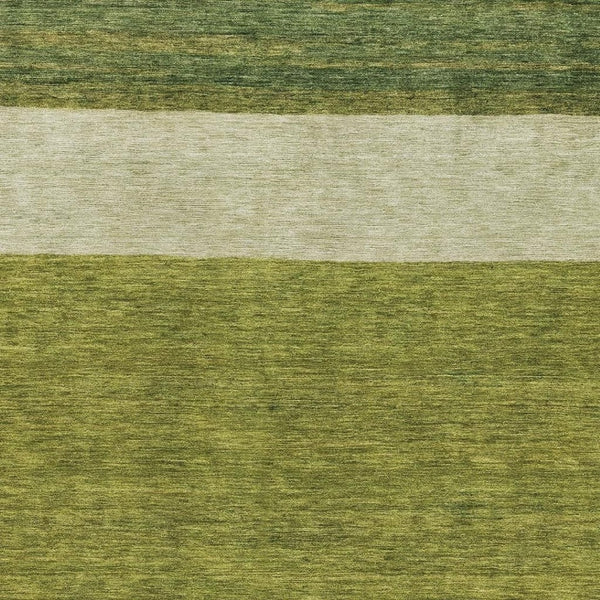 HomeRoots 5' X 8' Olive Green Striped Area Rug - Washable, UV Protected, Stylish, Durable for Family Spaces 695122