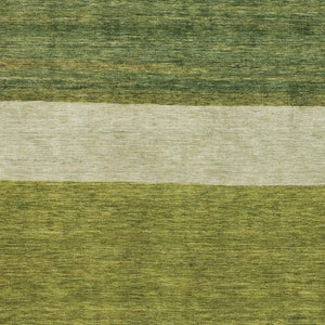 HomeRoots 8' x 10' Olive Green & Ivory Striped Washable Area Rug with UV Protection for High-Traffic Spaces 695124