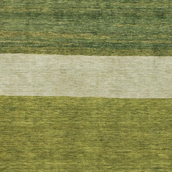 HomeRoots 8' x 10' Olive Green & Ivory Striped Washable Area Rug with UV Protection for High-Traffic Spaces 695124