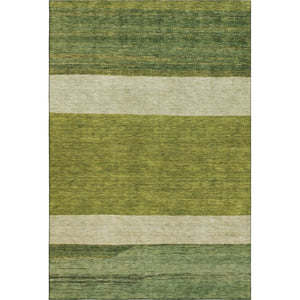 HomeRoots 10' X 14' Olive Green & Ivory Striped Area Rug - Washable, Stain-Resistant, UV Protected for Durability 695126