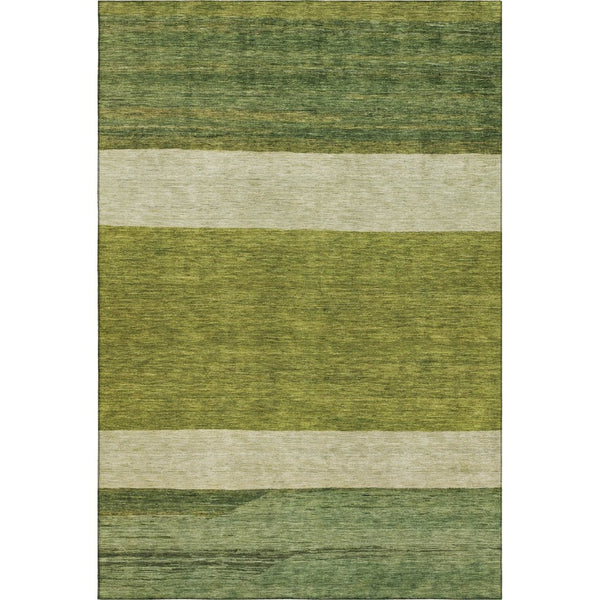 HomeRoots 10' X 14' Olive Green & Ivory Striped Area Rug - Washable, Stain-Resistant, UV Protected for Durability 695126