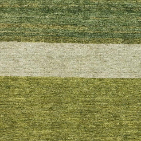 HomeRoots 10' X 14' Olive Green & Ivory Striped Area Rug - Washable, Stain-Resistant, UV Protected for Durability 695126
