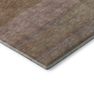 HomeRoots 5' X 8' Salmon, Rust & Gray Striped Area Rug - Washable, UV Protected, Stain Resistant for Active Homes 695128