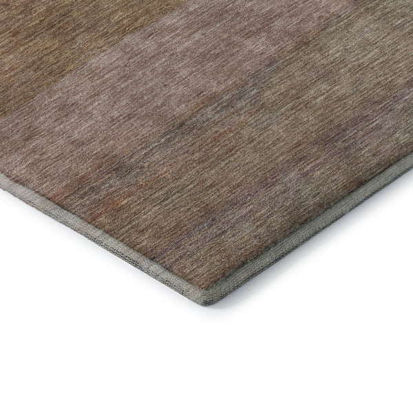 HomeRoots 5' X 8' Salmon, Rust & Gray Striped Area Rug - Washable, UV Protected, Stain Resistant for Active Homes 695128