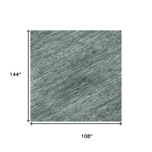 HomeRoots 9' X 12' Stylish Teal, Ivory & Gray Striped Washable Area Rug with UV Protection for Busy Homes 695137