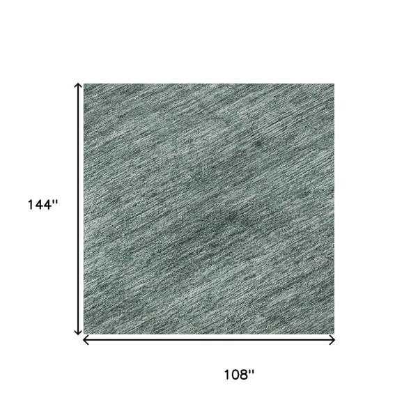 HomeRoots 9' X 12' Stylish Teal, Ivory & Gray Striped Washable Area Rug with UV Protection for Busy Homes 695137