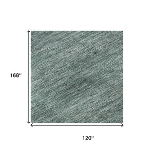 HomeRoots 10' Teal Ivory and Gray Striped Washable Area Rug - Stylish, Durable, UV-Protected for Homes & Patios 695138