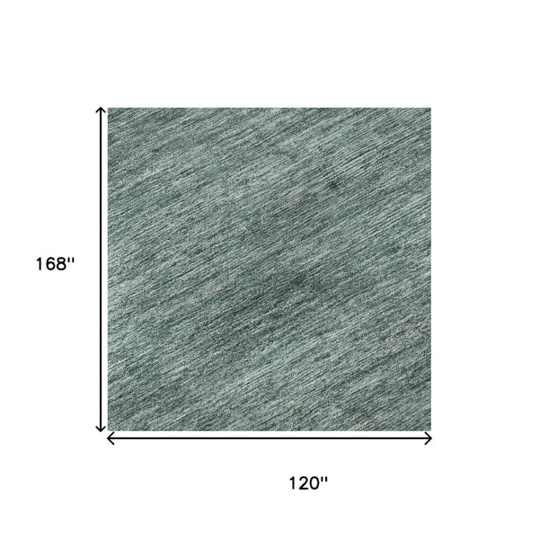 HomeRoots 10' Teal Ivory and Gray Striped Washable Area Rug - Stylish, Durable, UV-Protected for Homes & Patios 695138