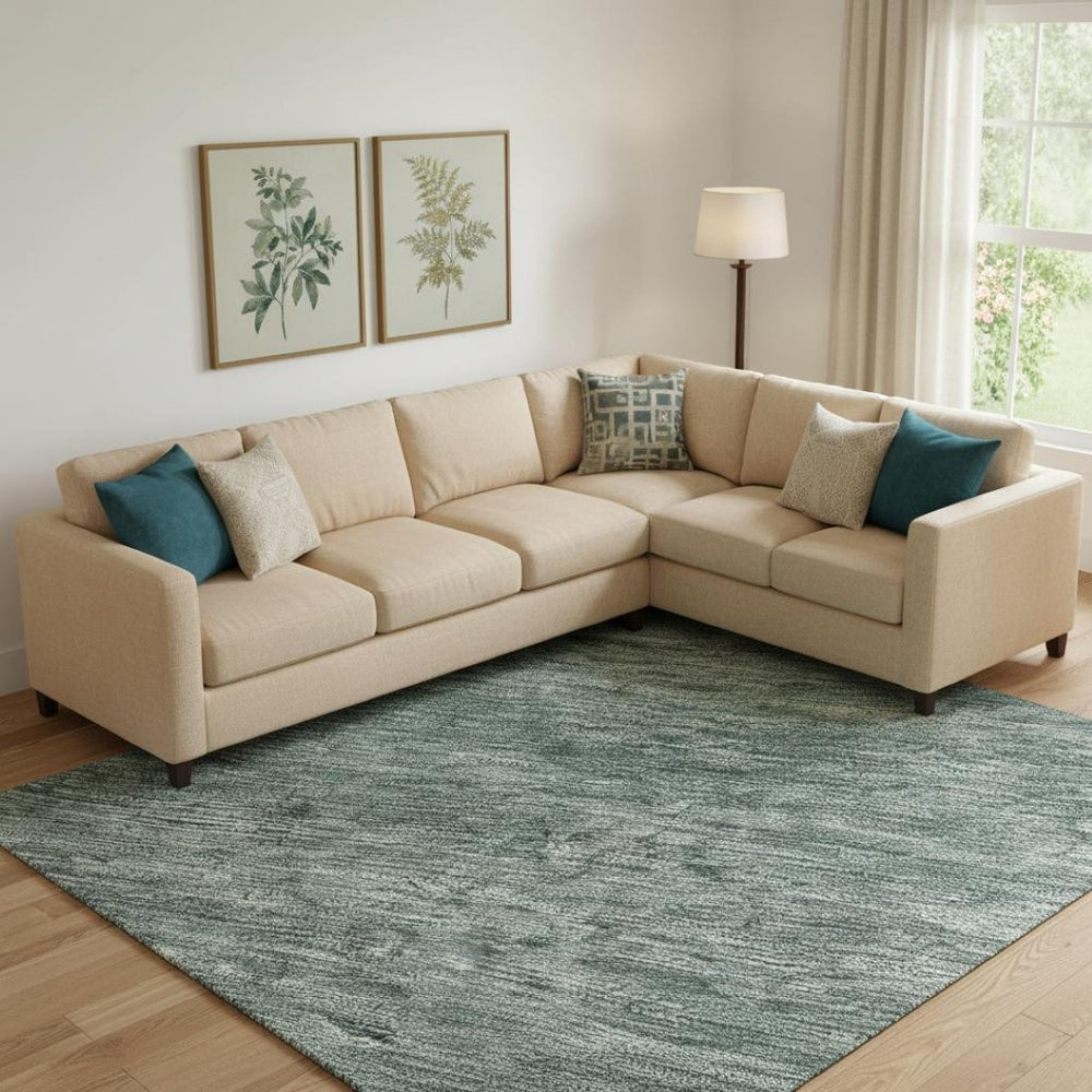 HomeRoots 10' Teal Ivory and Gray Striped Washable Area Rug - Stylish, Durable, UV-Protected for Homes & Patios 695138