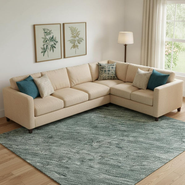 HomeRoots 10' Teal Ivory and Gray Striped Washable Area Rug - Stylish, Durable, UV-Protected for Homes & Patios 695138