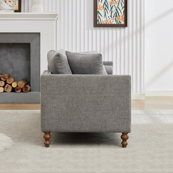 English Elm 75.2'' Chenille Upholstered Daybed Chaise with Nailhead Trim and Rubberwood Legs Gray W3188S00058