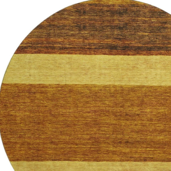 HomeRoots 8' Terra Cotta Striped Round Rug - Washable, UV Protected, Stain Resistant, Perfect for Any Room! 695141