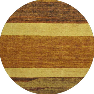 HomeRoots 8' Terra Cotta Striped Round Rug - Washable, UV Protected, Stain Resistant, Perfect for Any Room! 695141