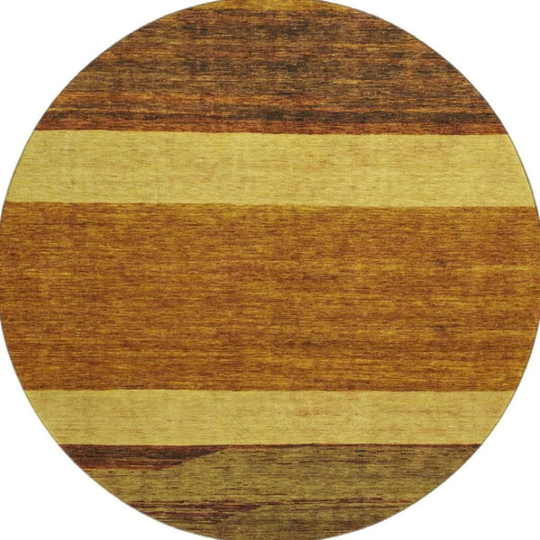 HomeRoots 8' Terra Cotta Striped Round Rug - Washable, UV Protected, Stain Resistant, Perfect for Any Room! 695141