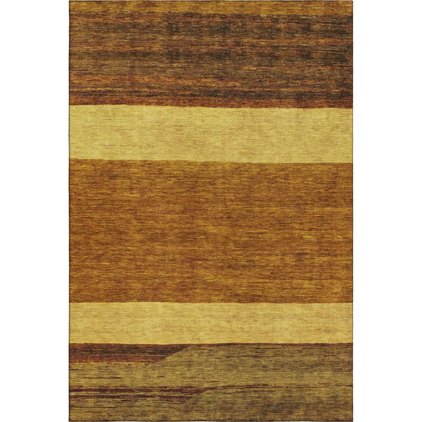 HomeRoots 10' X 14' Striped Terra Cotta Area Rug with UV Protection – Durable, Washable, Perfect for Families! 695144