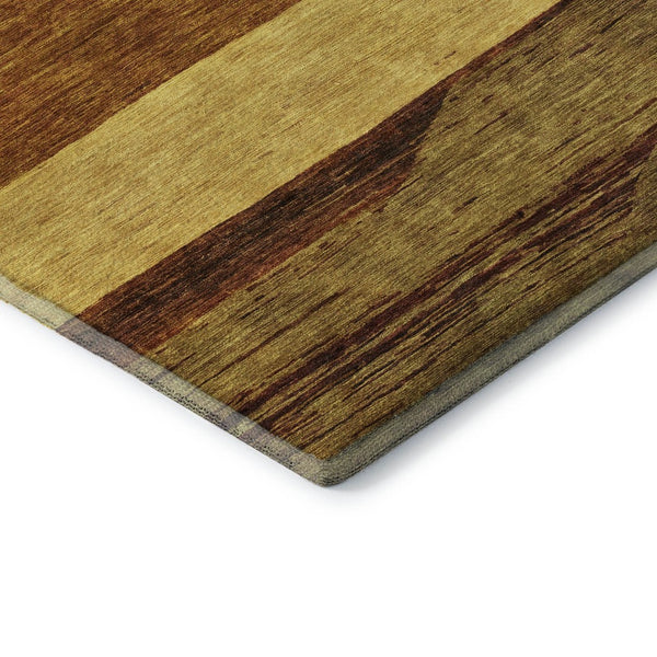 HomeRoots 10' X 14' Striped Terra Cotta Area Rug with UV Protection – Durable, Washable, Perfect for Families! 695144