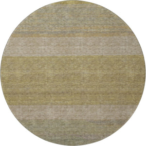 HomeRoots 8' Wheat Gold Striped Round Rug – Washable, UV Protected, Stain Resistant for High-Traffic Areas 695147