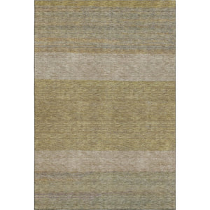 HomeRoots 9' X 12' Striped Wheat Gold & Linen Washable Area Rug - Durable, UV-Protected, Easy Care for Homes 695149