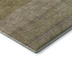 HomeRoots 9' X 12' Striped Wheat Gold & Linen Washable Area Rug - Durable, UV-Protected, Easy Care for Homes 695149