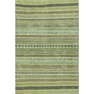 HomeRoots 10' X 14' Artichoke Green Striped Area Rug - Durable, Washable, UV Protected for High-Traffic Spaces 695156