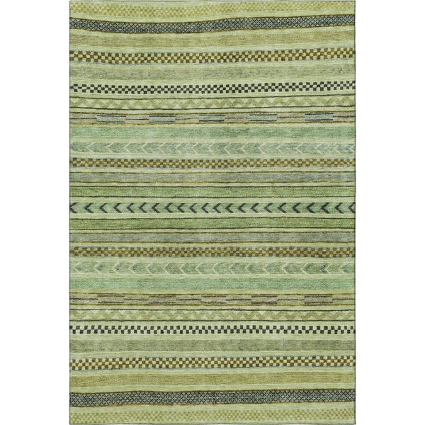 HomeRoots 10' X 14' Artichoke Green Striped Area Rug - Durable, Washable, UV Protected for High-Traffic Spaces 695156